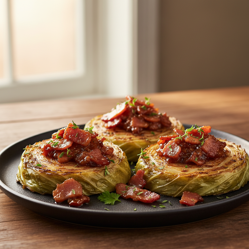 Roasted Cabbage Steaks with Bacon Jam | Crave