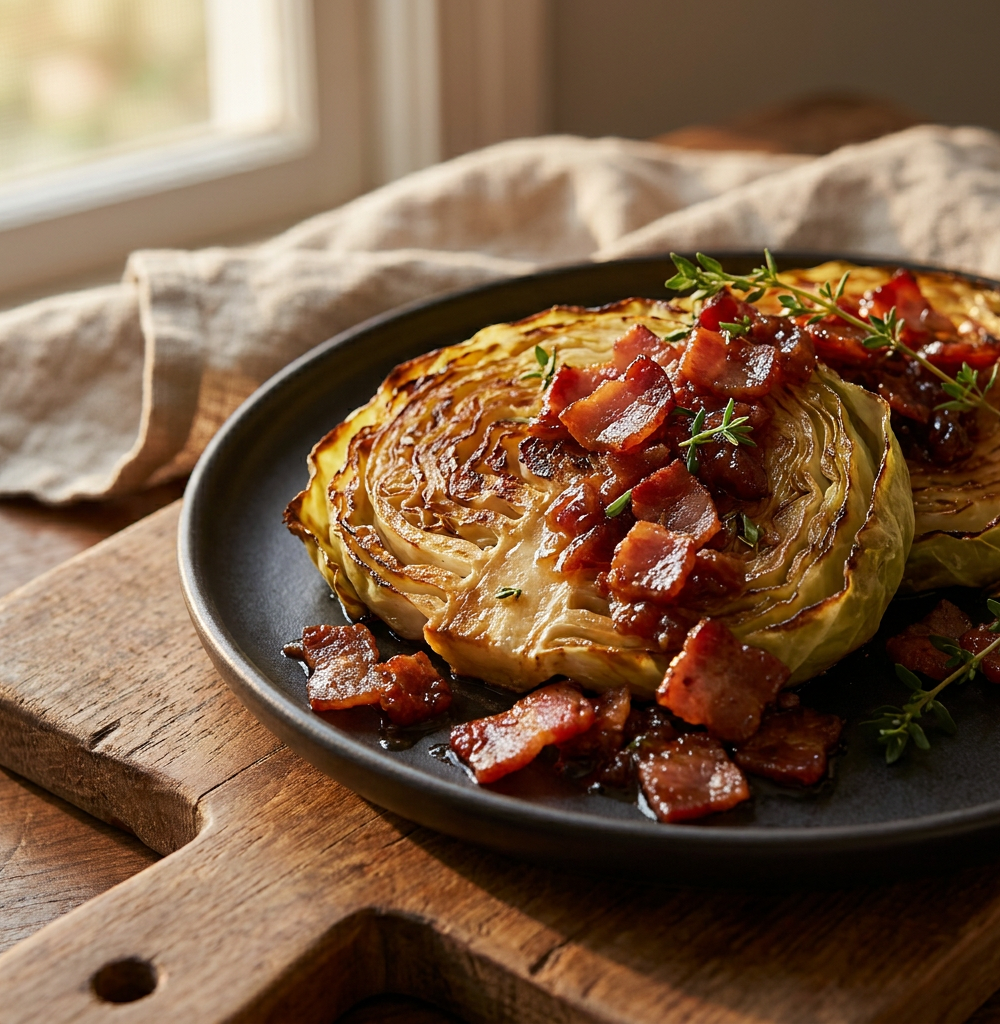 Roasted Cabbage Steaks with Bacon Jam | Crave